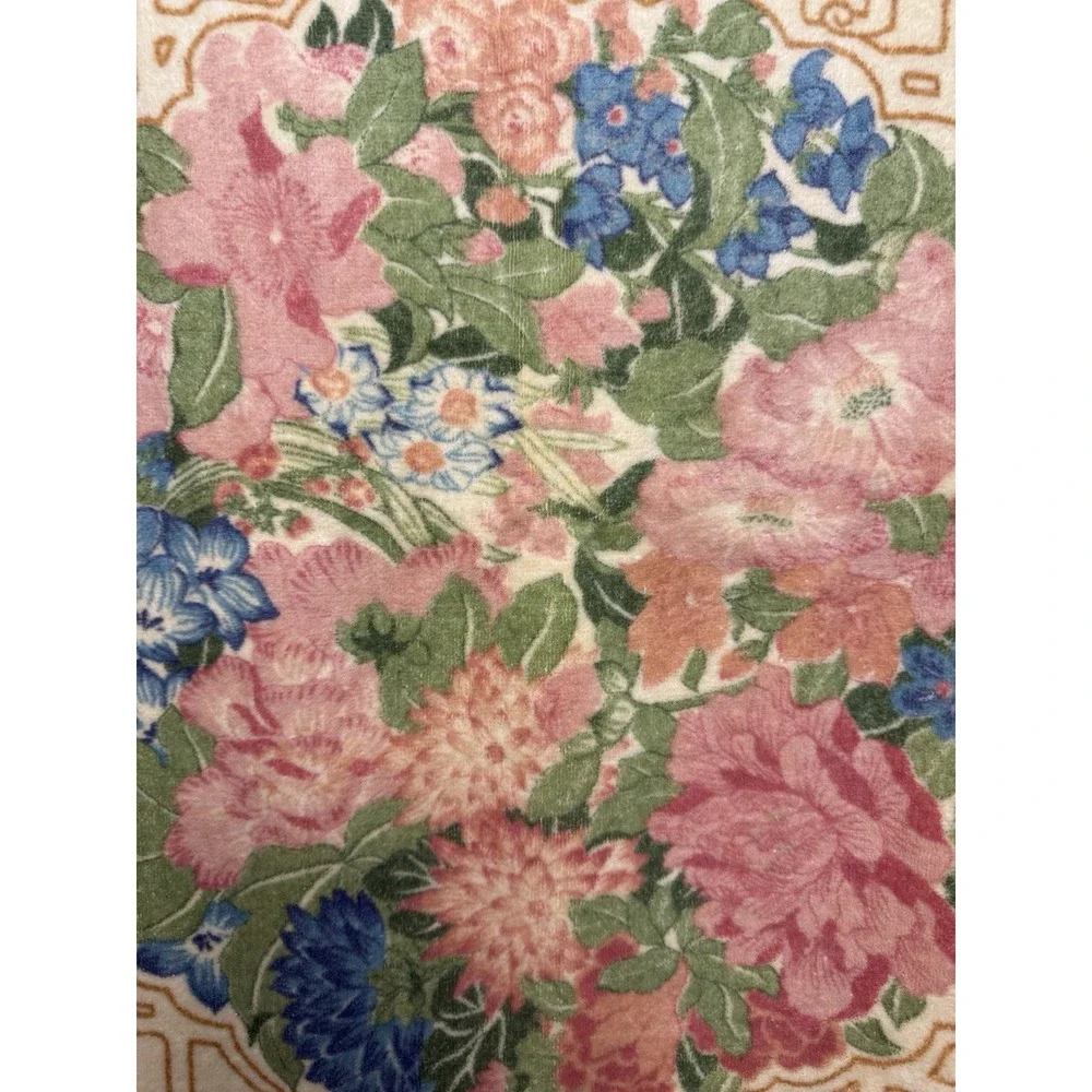 Vintage Cream Floral Martex Invitation  Bath Towel 100 % Cotton